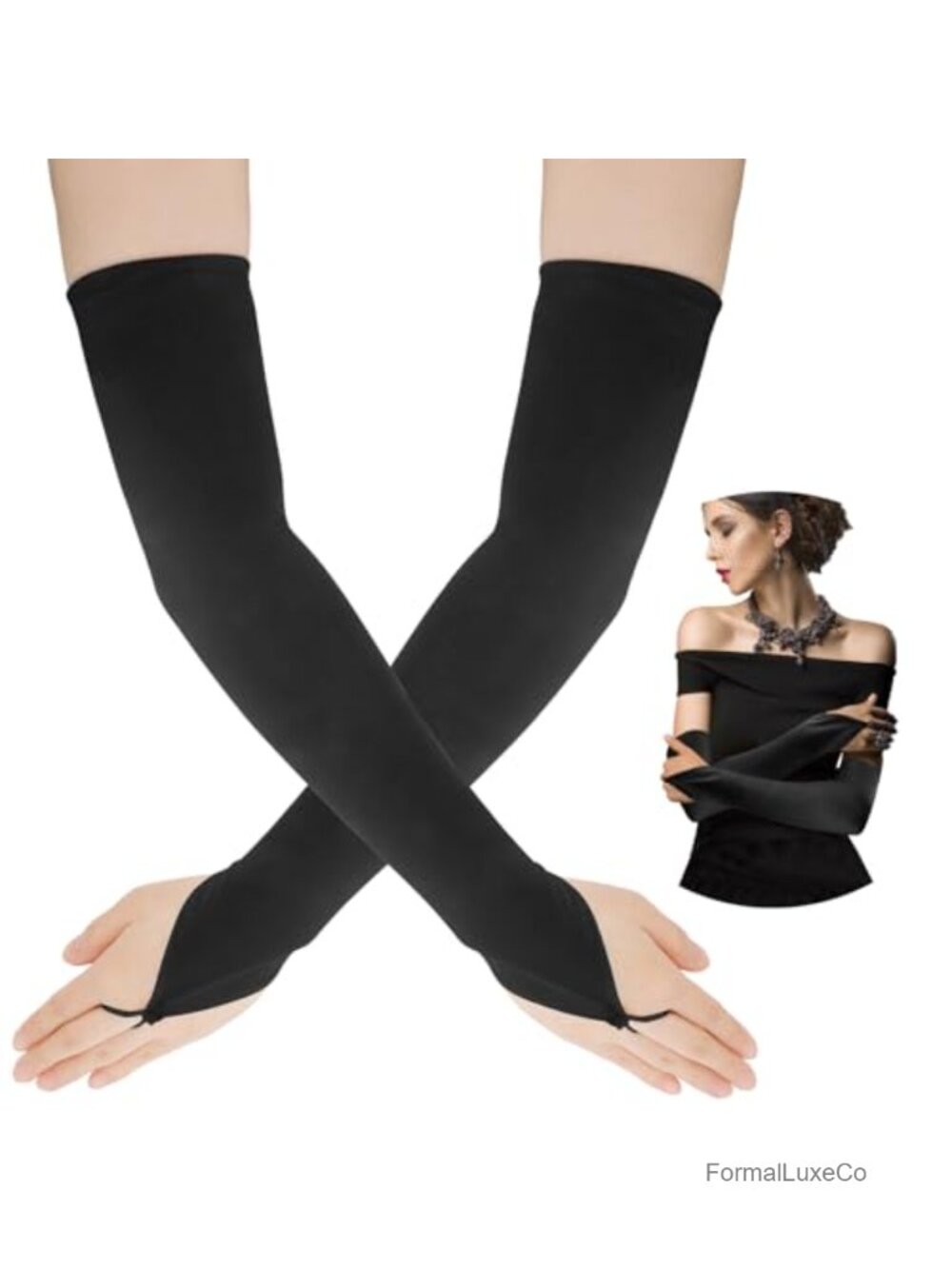 Satin Opera Gloves Long Fingerless Elbow Length Costume Party Gloves